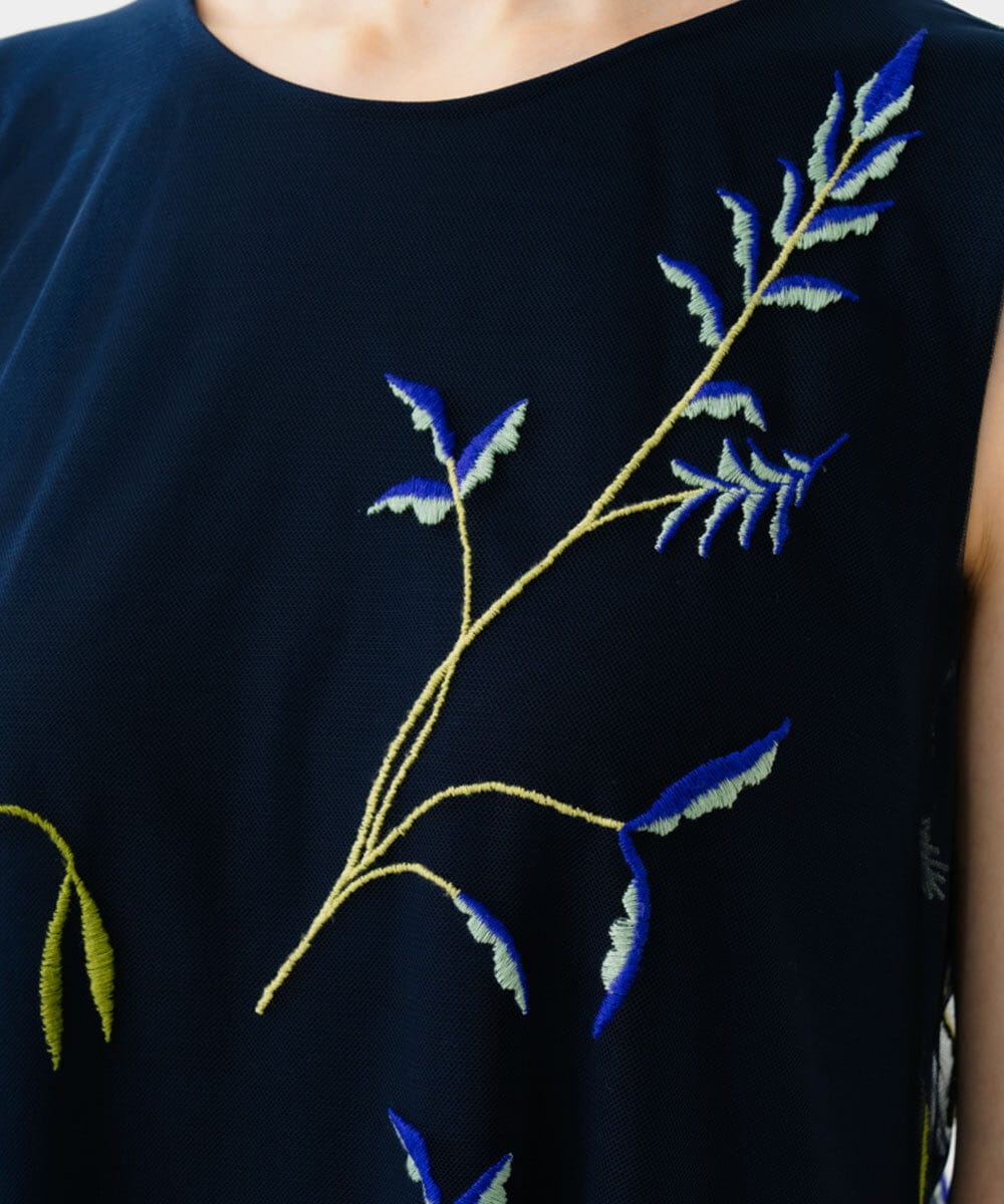 GDPGE90800 Sybilla(シビラ) リーフ刺繍チュールドレス ネイビー
