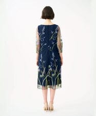 GDPGE91800 Sybilla(シビラ) リーフ刺繍チュールドレス(7分袖) ネイビー