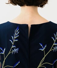 GDPGE91800 Sybilla(シビラ) リーフ刺繍チュールドレス(7分袖) ネイビー