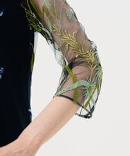 GDPGE91800 Sybilla(シビラ) リーフ刺繍チュールドレス(7分袖) ネイビー