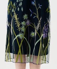 GDPGE91800 Sybilla(シビラ) リーフ刺繍チュールドレス(7分袖) ネイビー