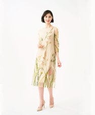 GDPGE91800 Sybilla(シビラ) リーフ刺繍チュールドレス(7分袖) ベージュ