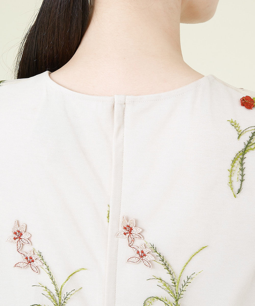 ボタニカル刺繍チュールノースリーブドレス(ワンピース) | Sybilla 