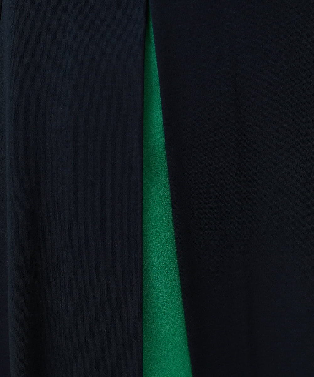 GDPGT18450 Sybilla(シビラ) 【SYBILLA DRESS】フロントスリット スカート付きジャージードレス ブラック×グリーン