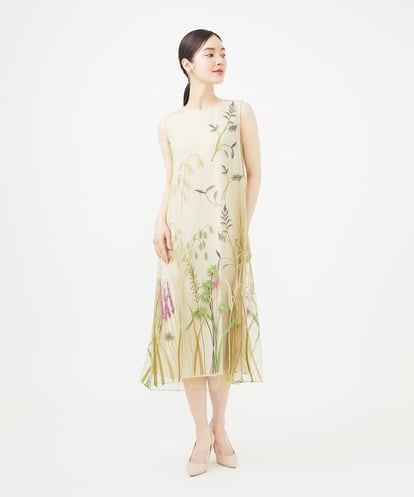 GDPHA93800 Sybilla リーフチュール刺繍ドレス