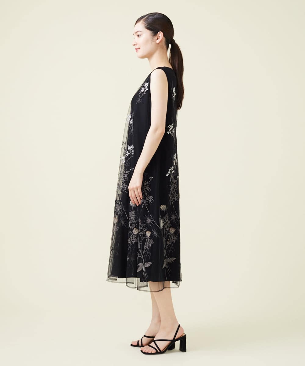 フラワー刺繍チュールノースリーブドレス(ドレス) | Sybilla(シビラ 