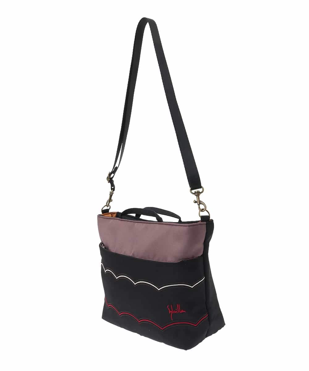 GE5GA01045 Sybilla(シビラ) 【2WAY】刺繍デザインコンパクトバッグ ブラック
