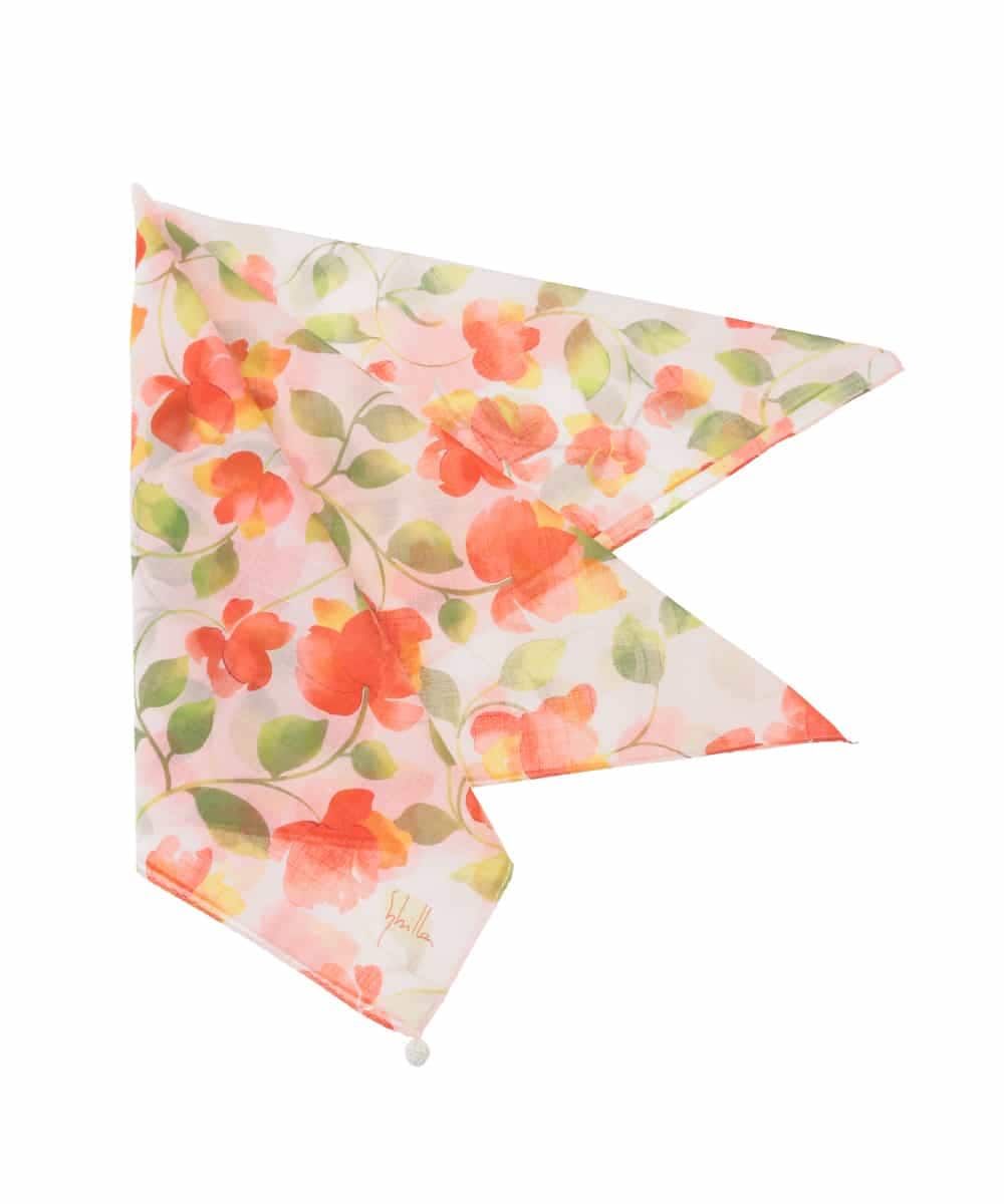 GE9GD01015 Sybilla(シビラ) グラデーション調花柄ハンカチ オレンジ