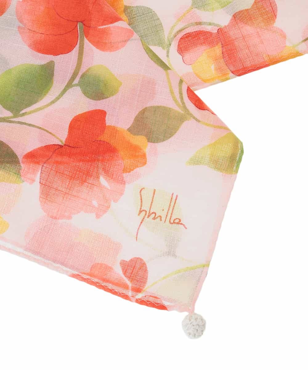 GE9GD01015 Sybilla(シビラ) グラデーション調花柄ハンカチ オレンジ
