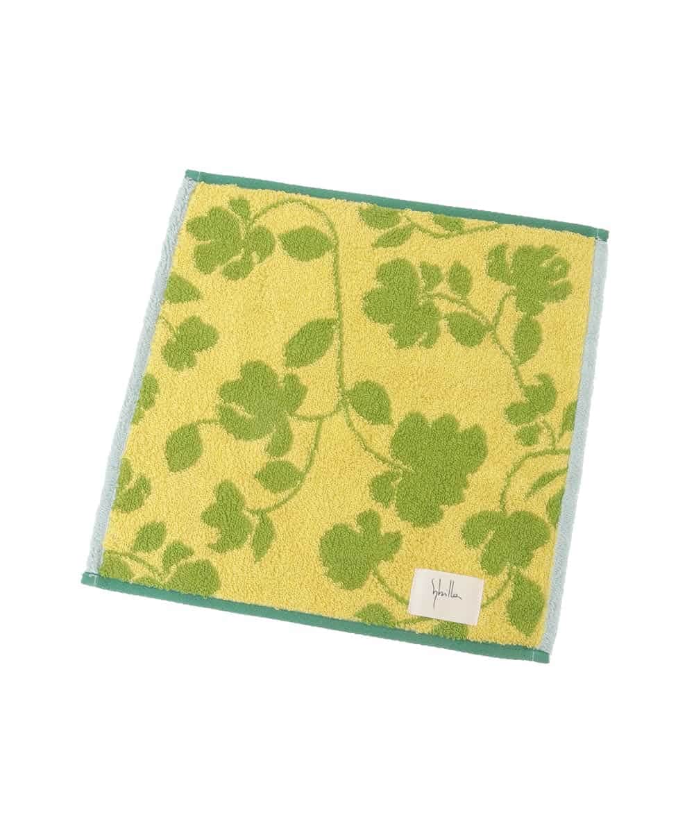 GE9GD02006 Sybilla(シビラ) シャドーフラワー柄タオルハンカチ イエロー×グリーン