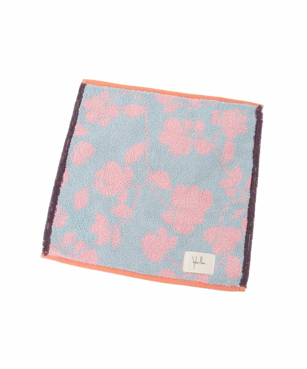 GE9GD02006 Sybilla(シビラ) シャドーフラワー柄タオルハンカチ ライトブルー×ライトピンク