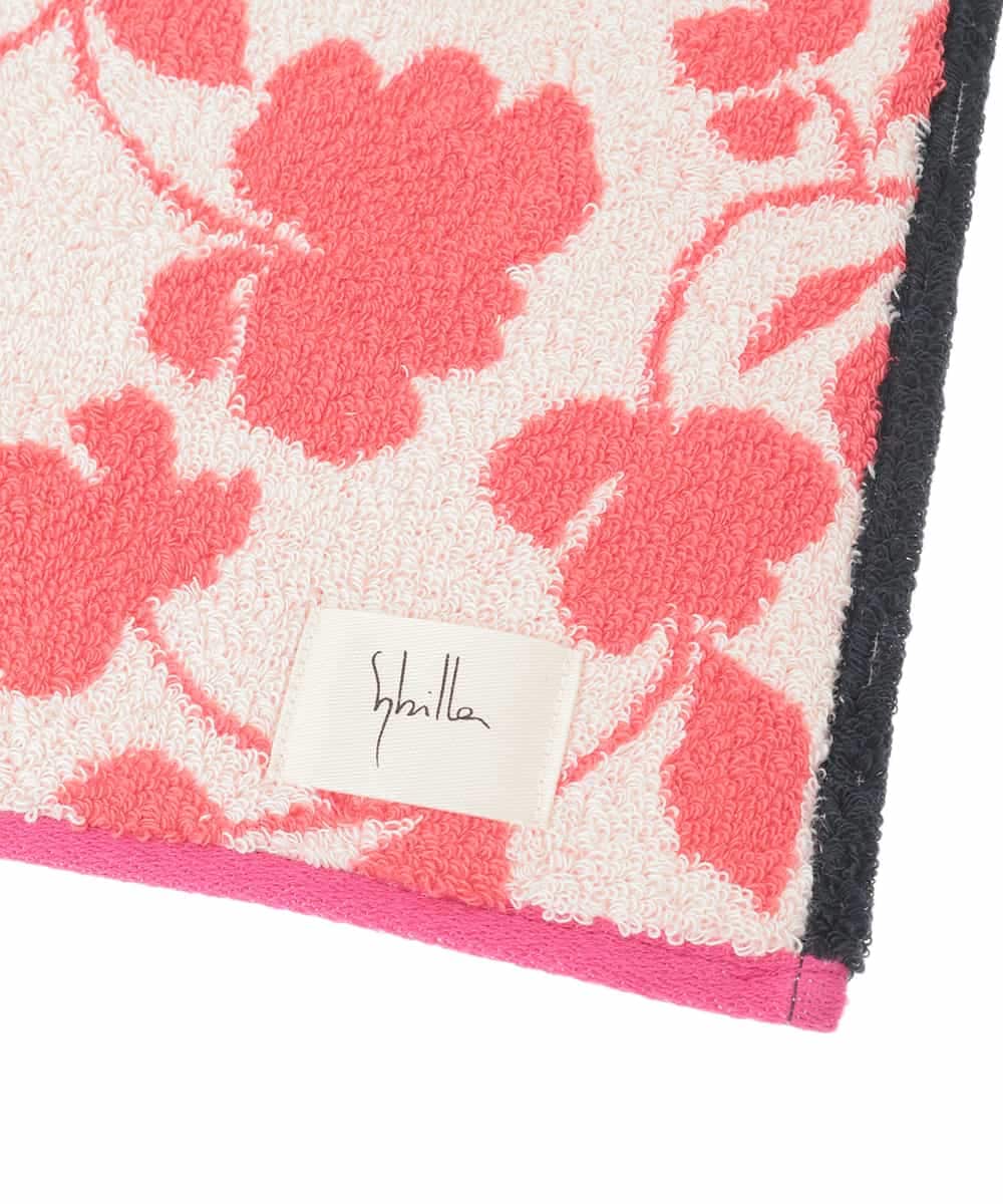 GE9GD02006 Sybilla(シビラ) シャドーフラワー柄タオルハンカチ アイボリー×ピンク