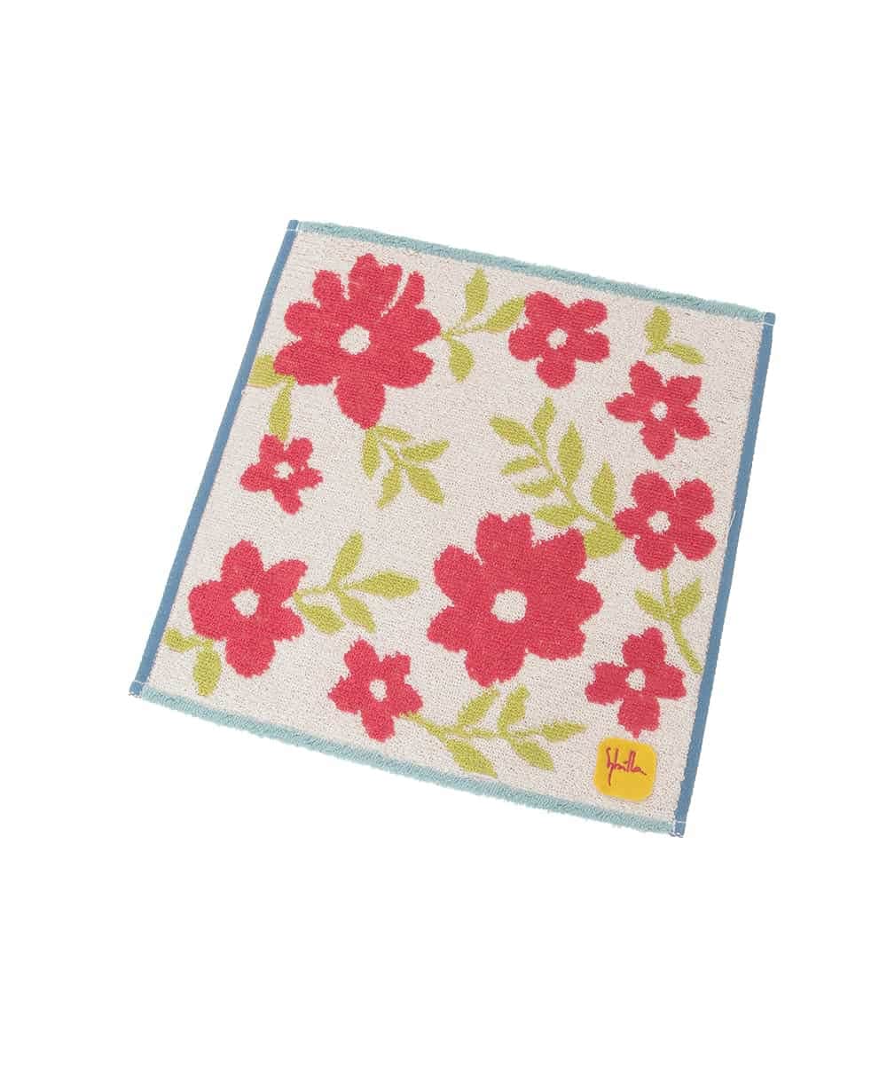 GE9GE03006 Sybilla(シビラ) カラフルフラワー柄タオルハンカチ アイボリー×レッド