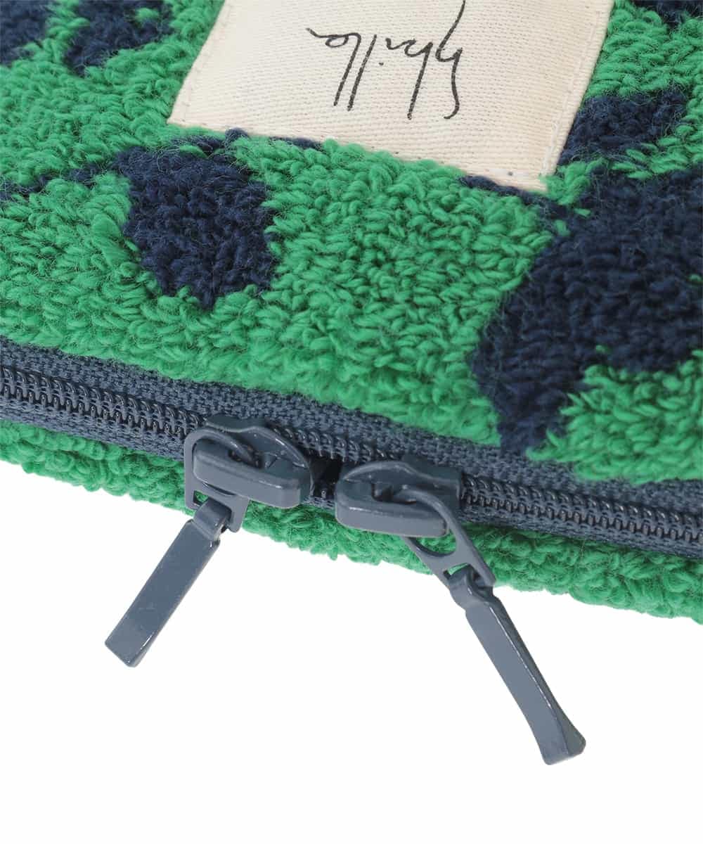 GE9GE06012 Sybilla(シビラ) ボタニカル柄ファスナー付きタオル グリーン系