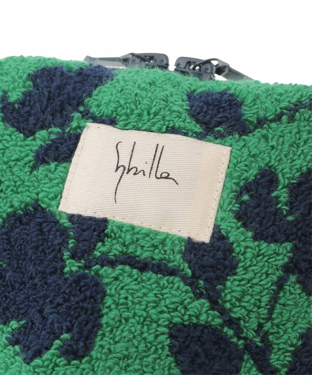 GE9GE06012 Sybilla(シビラ) ボタニカル柄ファスナー付きタオル グリーン系