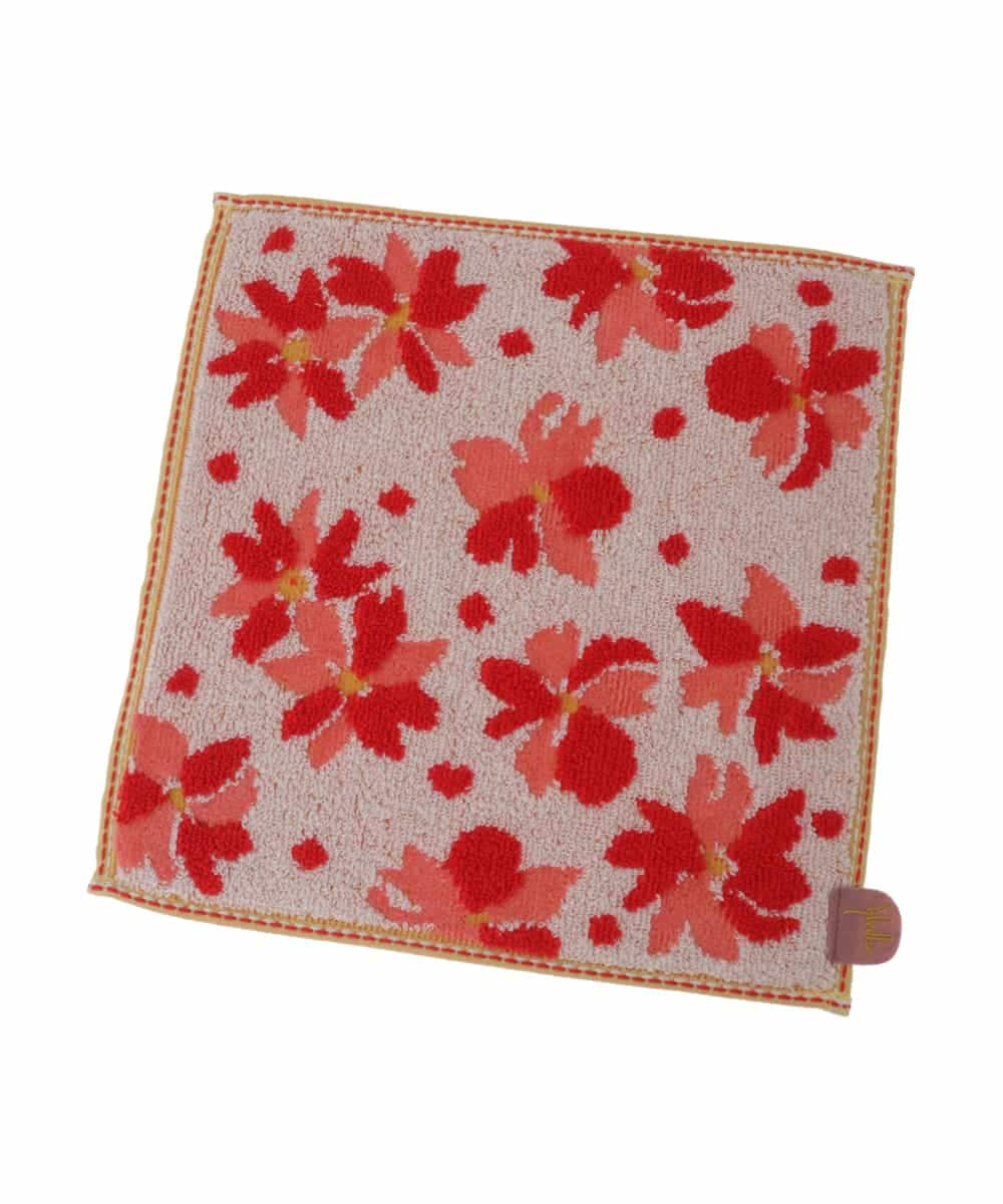 Floral タオル　pocket blanket 赤　セット