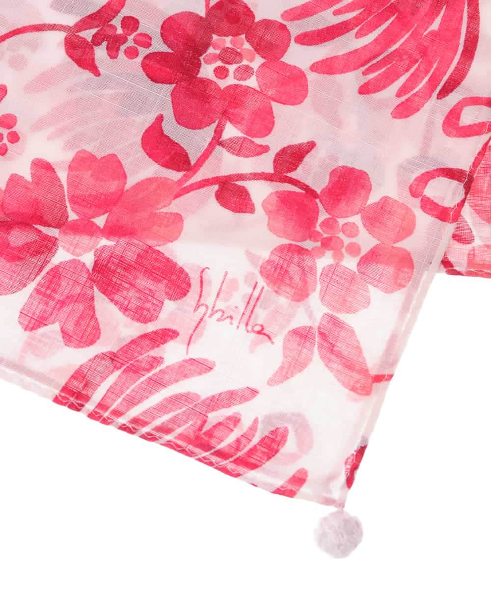 GE9GV01015 Sybilla(シビラ) 【イージーケア加工】フラワーペイント大判デザインハンカチ ピンク