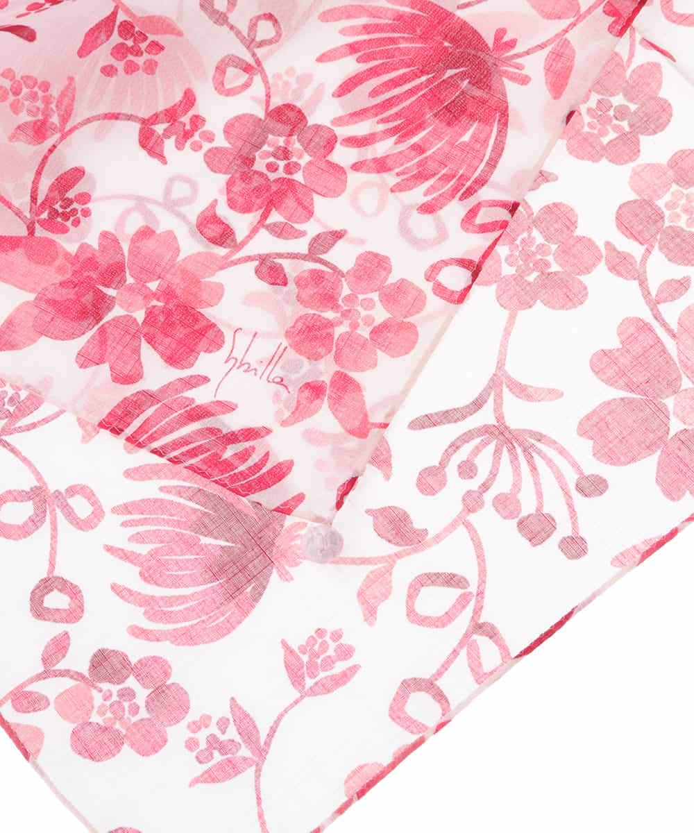 GE9GV01015 Sybilla(シビラ) 【イージーケア加工】フラワーペイント大判デザインハンカチ ピンク