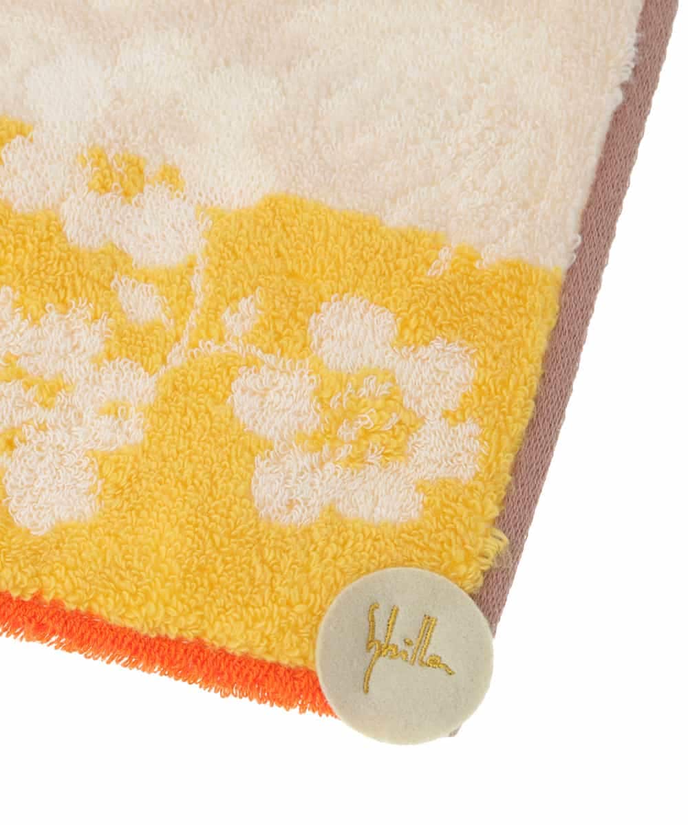 GE9GV03006 Sybilla(シビラ) 配色切り替えボタニカルタオルハンカチ ライトイエロー