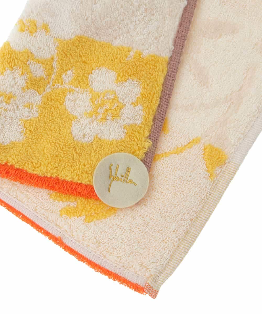 GE9GV03006 Sybilla(シビラ) 配色切り替えボタニカルタオルハンカチ ライトイエロー