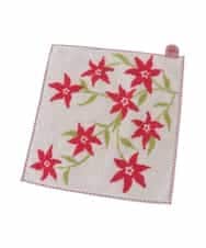 GE9GV04006 Sybilla(シビラ) ステッチフラワーコットンタオルハンカチ レッド