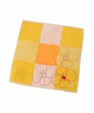 GE9GV05006 Sybilla(シビラ) ブロッキングカラーフラワー刺繍ハンカチ ライトイエロー