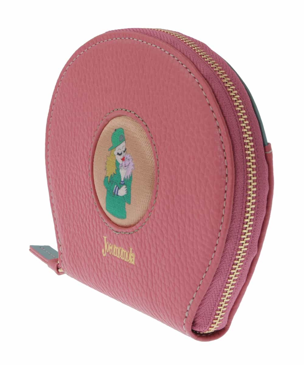 GFYJT30170 Jocomomola(ホコモモラ) ワンポイントモチーフラウンド型二つ折り財布 ピンク