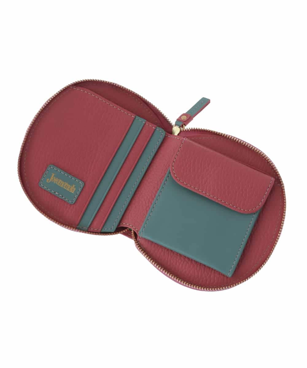 GFYJT30170 Jocomomola(ホコモモラ) ワンポイントモチーフラウンド型二つ折り財布 ピンク