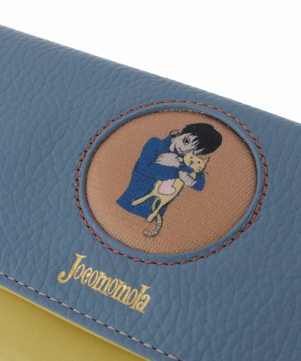 GFYJT32175 Jocomomola(ホコモモラ) ワンポイントモチーフスリム長財布 ライトブルー