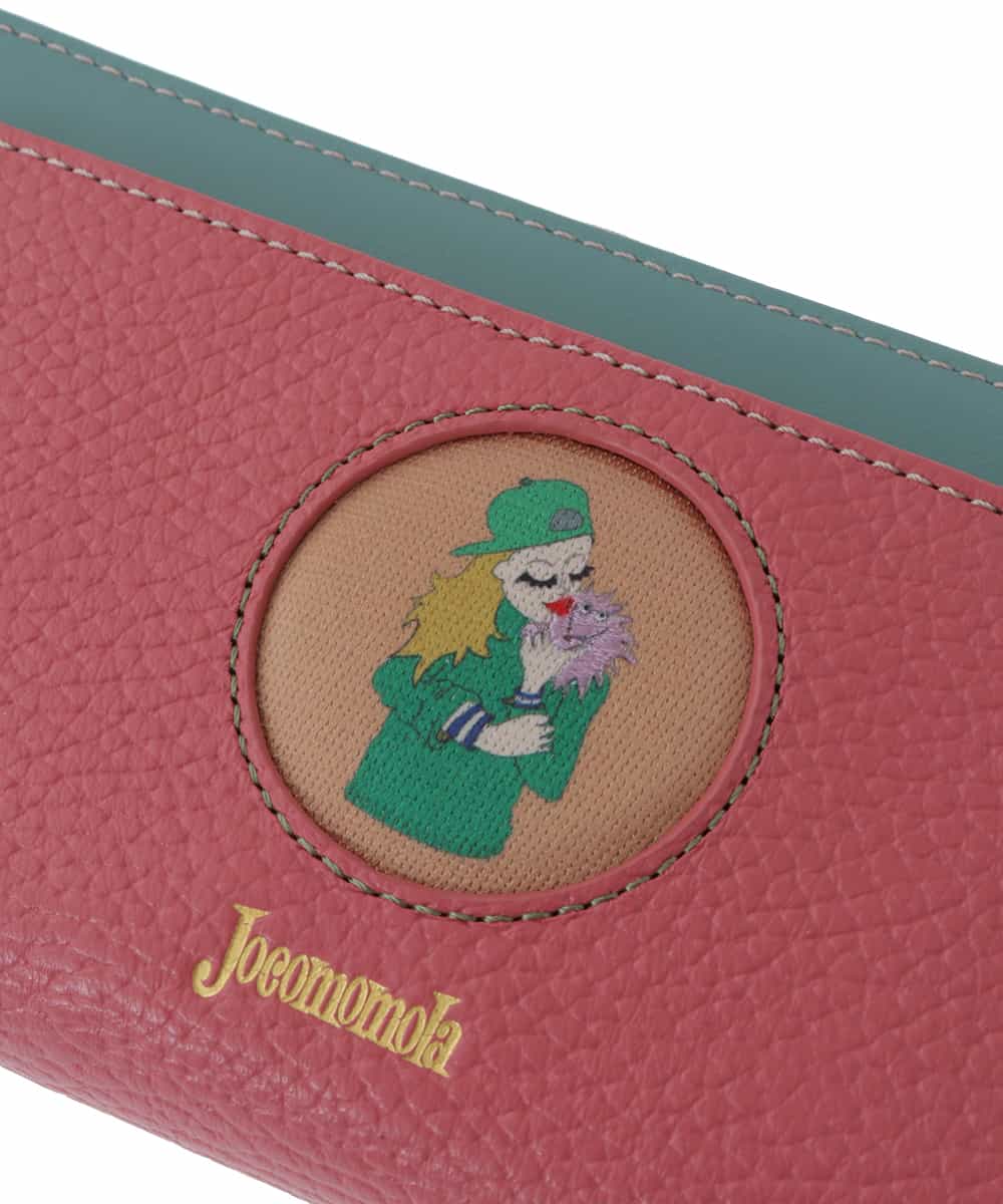 GFYJT80180 Jocomomola(ホコモモラ) ワンポイントモチーフラウンドファスナー長財布 ピンク
