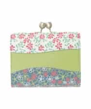 GFYTG31200 Jocomomola(ホコモモラ) プリント切り替えがま口二つ折り財布 グリーン