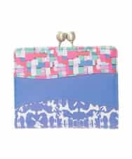 GFYTG31200 Jocomomola(ホコモモラ) プリント切り替えがま口二つ折り財布 ブルー