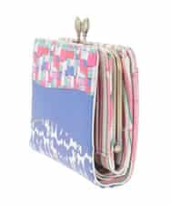 GFYTG31200 Jocomomola(ホコモモラ) プリント切り替えがま口二つ折り財布 ブルー