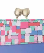 GFYTG31200 Jocomomola(ホコモモラ) プリント切り替えがま口二つ折り財布 ブルー