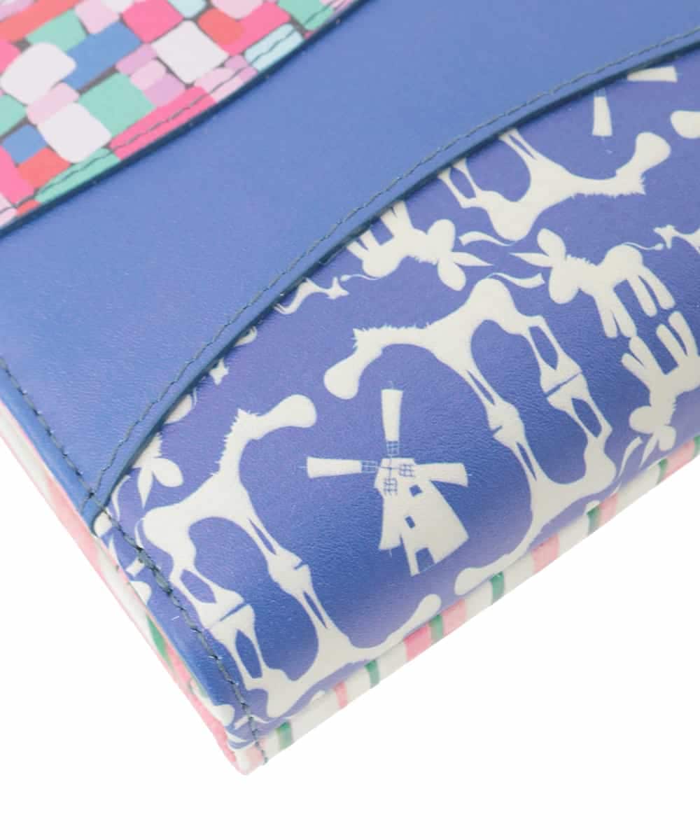 GFYTG31200 Jocomomola(ホコモモラ) プリント切り替えがま口二つ折り財布 ブルー