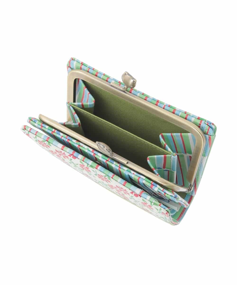 GFYTG31200 Jocomomola(ホコモモラ) プリント切り替えがま口二つ折り財布 ブルー