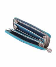 GFYTG32205 Jocomomola(ホコモモラ) プリント切り替えラウンドジップ長財布 ブルー