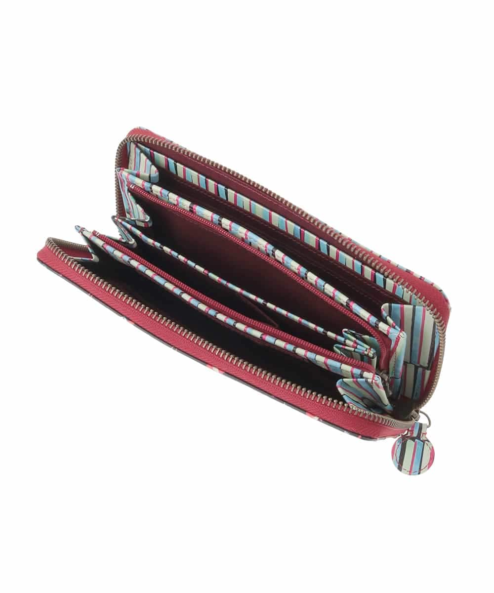 GFYTG32205 Jocomomola(ホコモモラ) プリント切り替えラウンドジップ長財布 ブルー