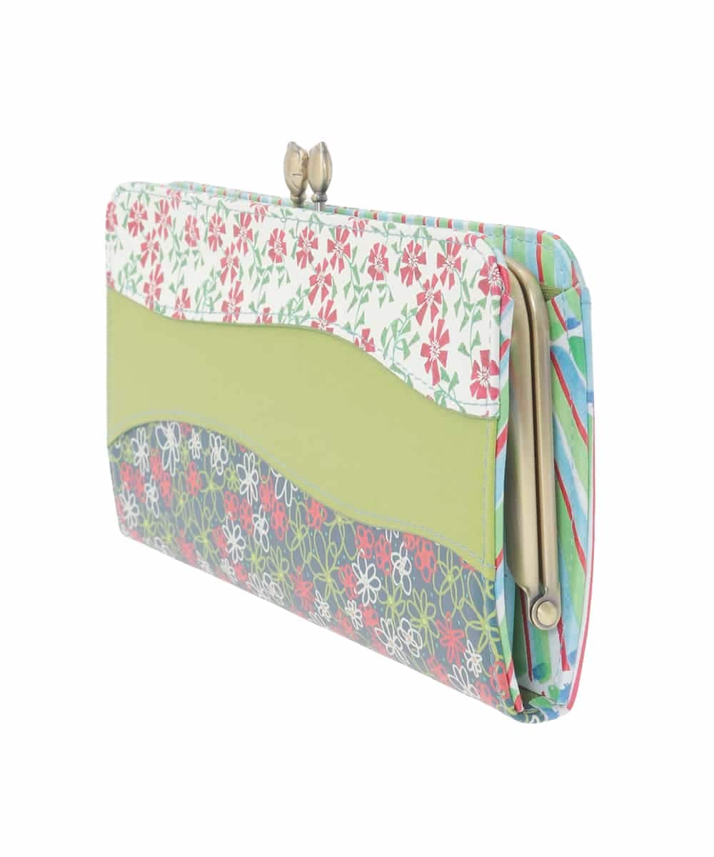 GFYTG33205 Jocomomola(ホコモモラ) プリント切り替えがま口長財布 グリーン