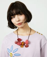 GG2CD30080 Jocomomola(ホコモモラ) ダブルコードフラワーモチーフネックレス レッド