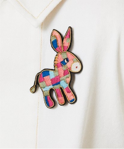 GG2DE31045 Jocomomola ロバ インド刺繍ブローチ