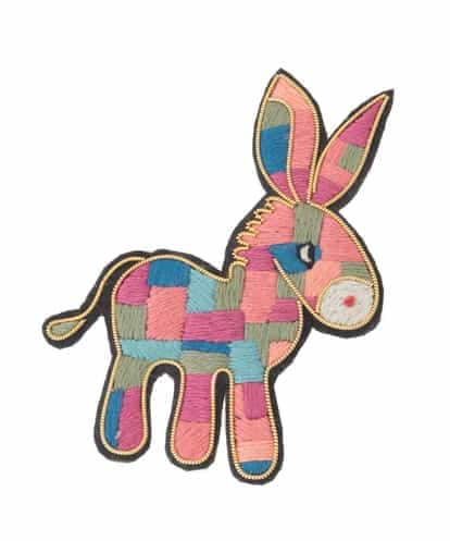 GG2DE31045 Jocomomola ロバ インド刺繍ブローチ