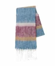 GG3AD33100 Jocomomola(ホコモモラ) 配色ボーダーデザインウールマフラー グリーン