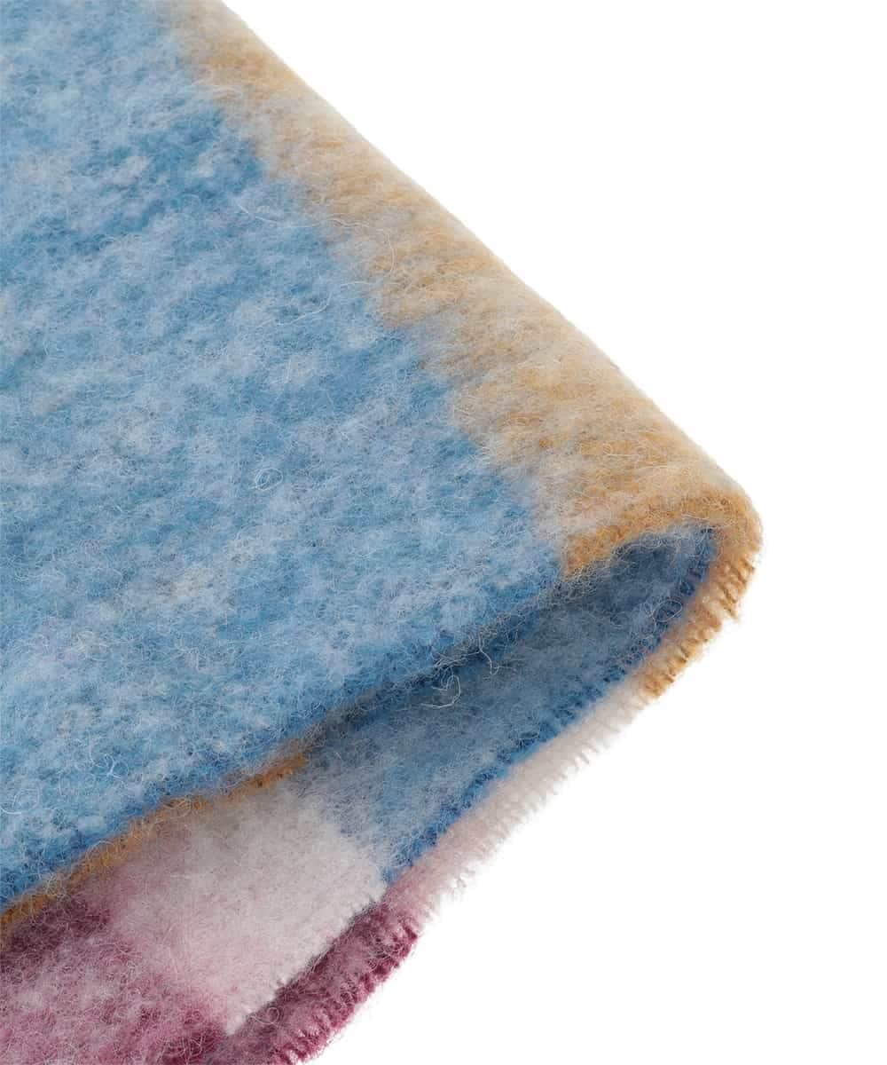 GG3AD33100 Jocomomola(ホコモモラ) 配色ボーダーデザインウールマフラー グリーン