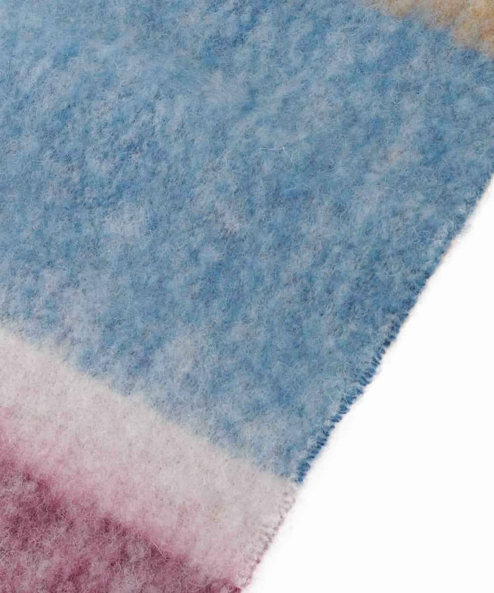 GG3AD33100 Jocomomola(ホコモモラ) 配色ボーダーデザインウールマフラー グリーン