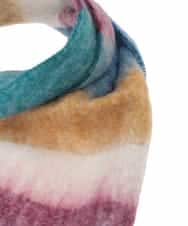 GG3AD33100 Jocomomola(ホコモモラ) 配色ボーダーデザインウールマフラー グリーン