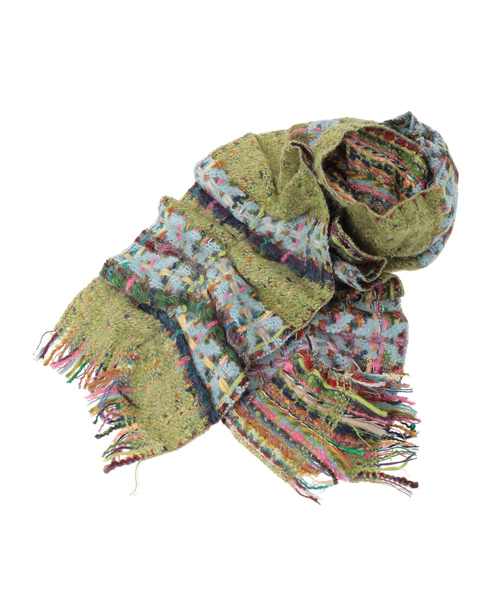 GG3AD34130 Jocomomola(ホコモモラ) MIXヤーンシャーリングデザインマフラー オレンジ