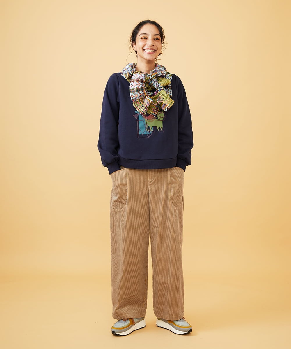 GG3AD34130 Jocomomola(ホコモモラ) MIXヤーンシャーリングデザインマフラー オレンジ