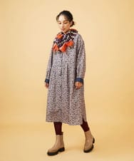 GG3AD34130 Jocomomola(ホコモモラ) MIXヤーンシャーリングデザインマフラー オレンジ