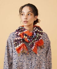 GG3AD34130 Jocomomola(ホコモモラ) MIXヤーンシャーリングデザインマフラー オレンジ